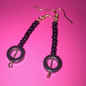 - New 2’ inch handmade hematite geometric earrings